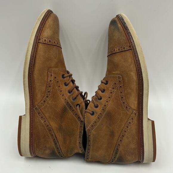 FRYE JOEL BROGUE CHUKKA BOOT MENS SIZE 12 ANKLE NUTMEG TAN BROWN LEATHER BOOT - Picture 7 of 12